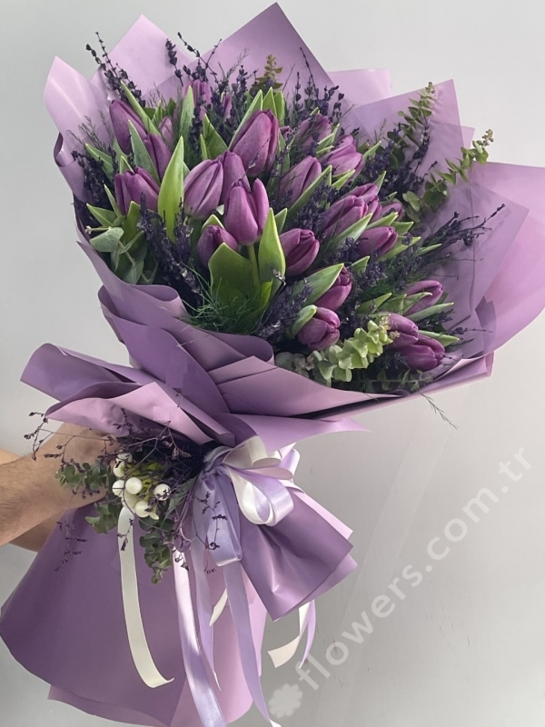 50 Purple Tulip Bouquet