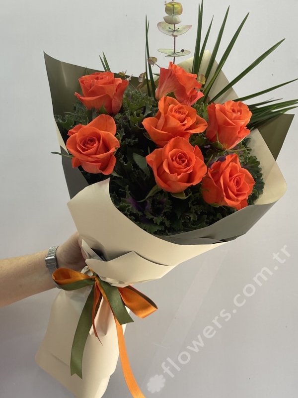 7 Orange Rose Bouquet