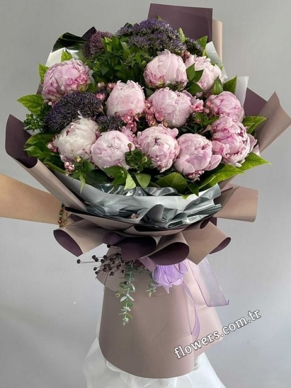 Pink And Lilac Colored Peony Bouquet