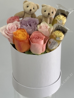 Colorful Rose Chocolate Teddy Box